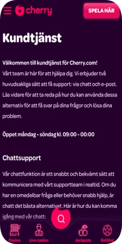CherryCasinon asiakastuki