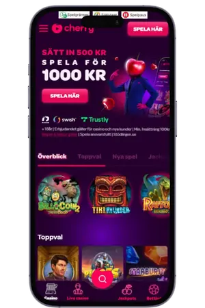 Mobilspel hos casino Cherry i telefonen